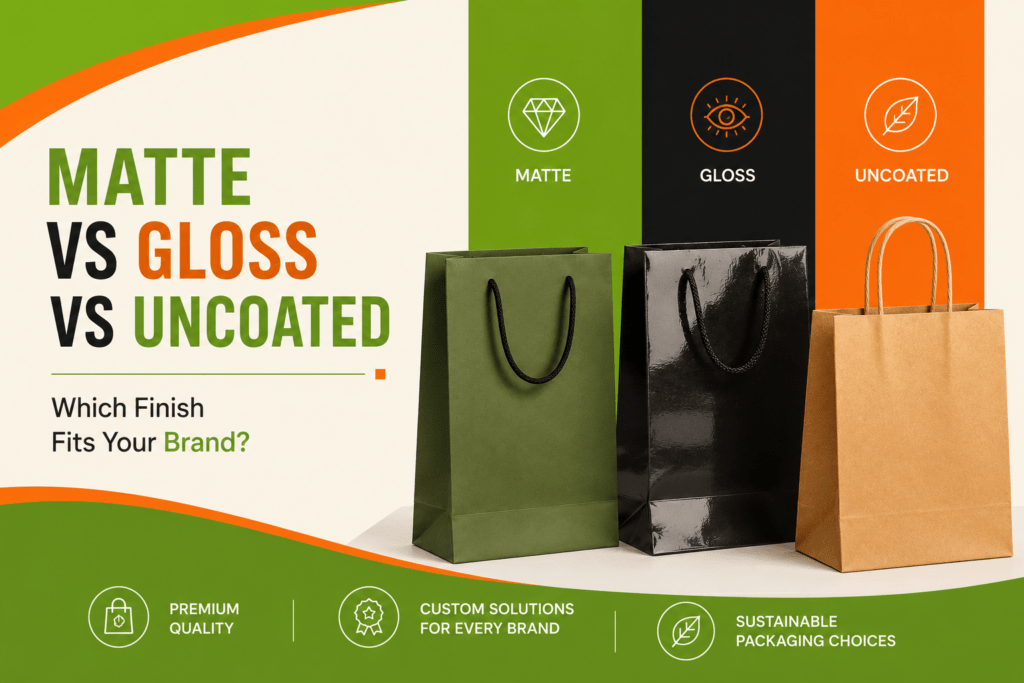 Matte vs Gloss vs Uncoated Paper Bags: Best Finish for Your Brand